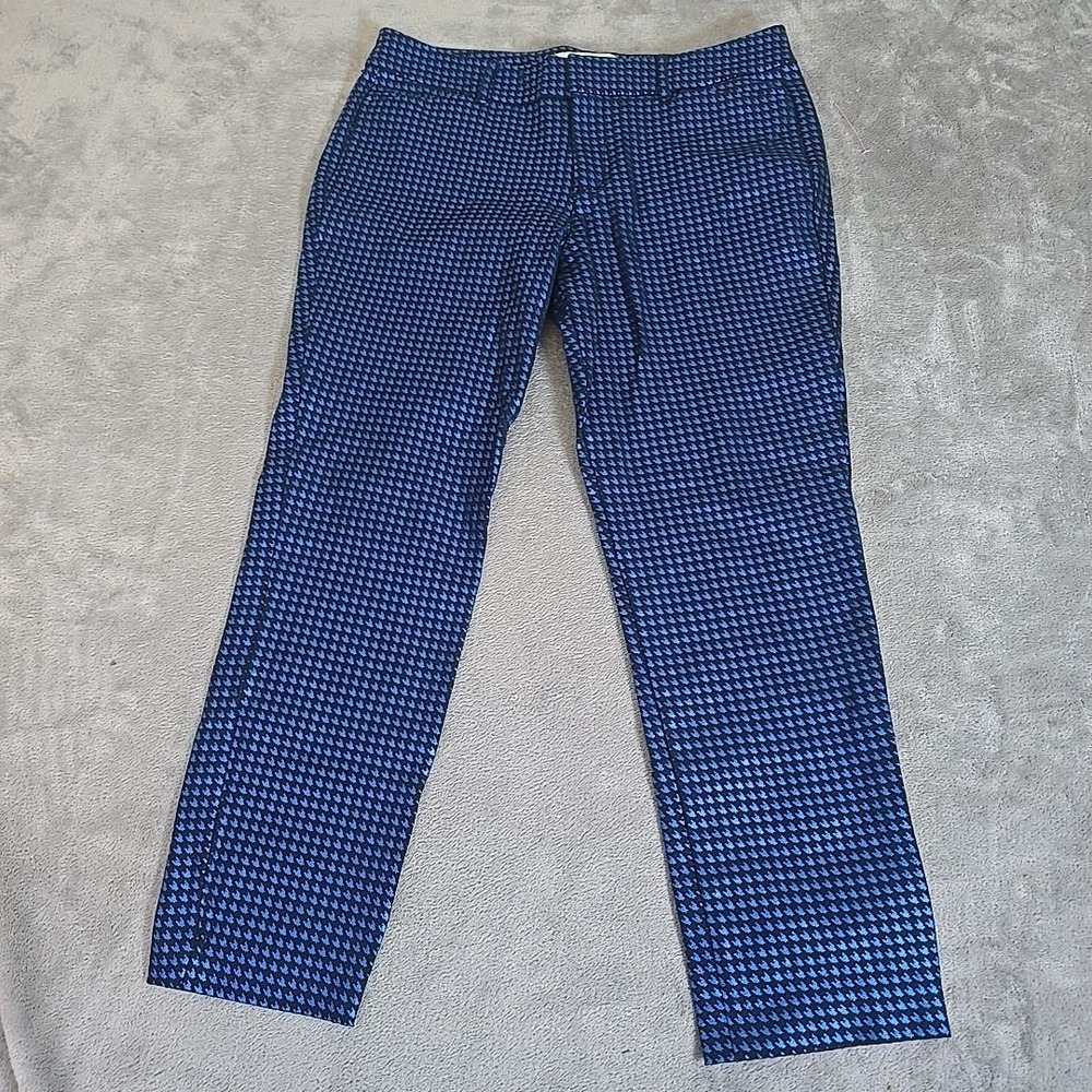 Old Navy Pants Womens 10 Blue Houndstooth Pixie Mid-Rise Skinny Crop Chino